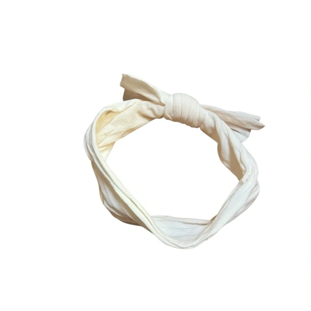 Baby Bling Girls Cream Fabric Headband with Knot